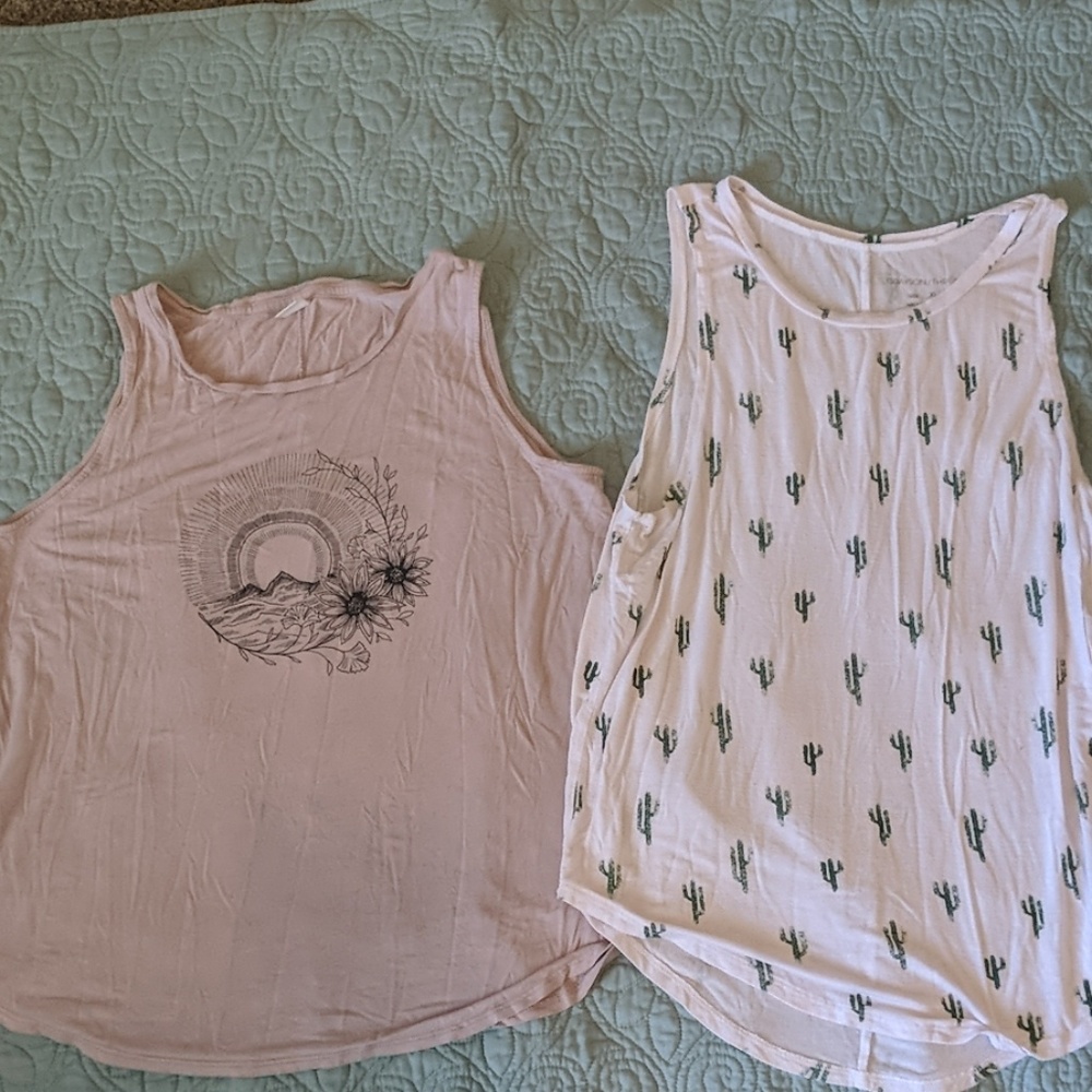 Cactus and Sunset Tank Tops